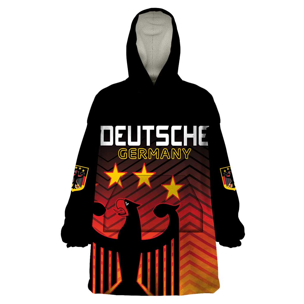 Custom Germany Football Wearable Blanket Hoodie Special Black Eagle Flag Style - Wonder Print Shop