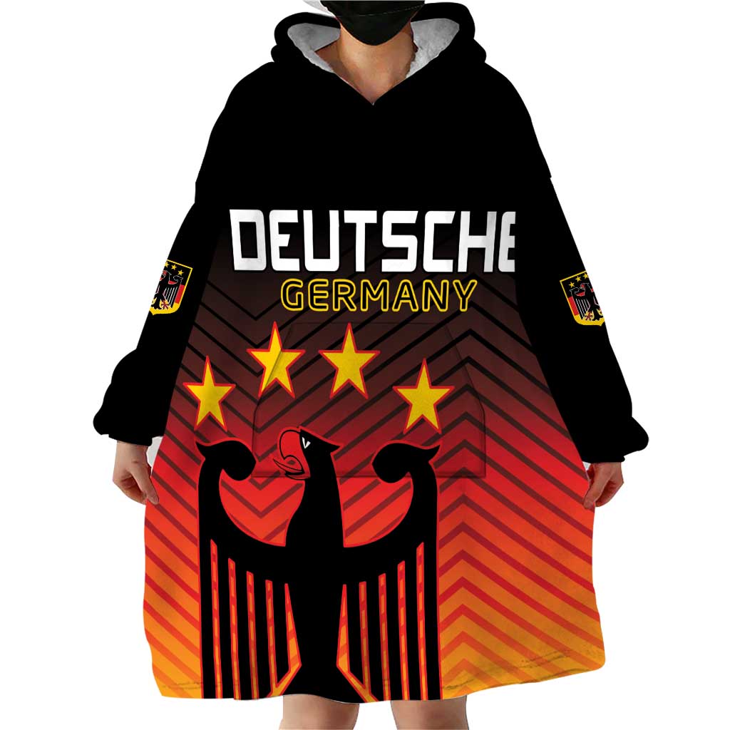 Custom Germany Football Wearable Blanket Hoodie Special Black Eagle Flag Style - Wonder Print Shop
