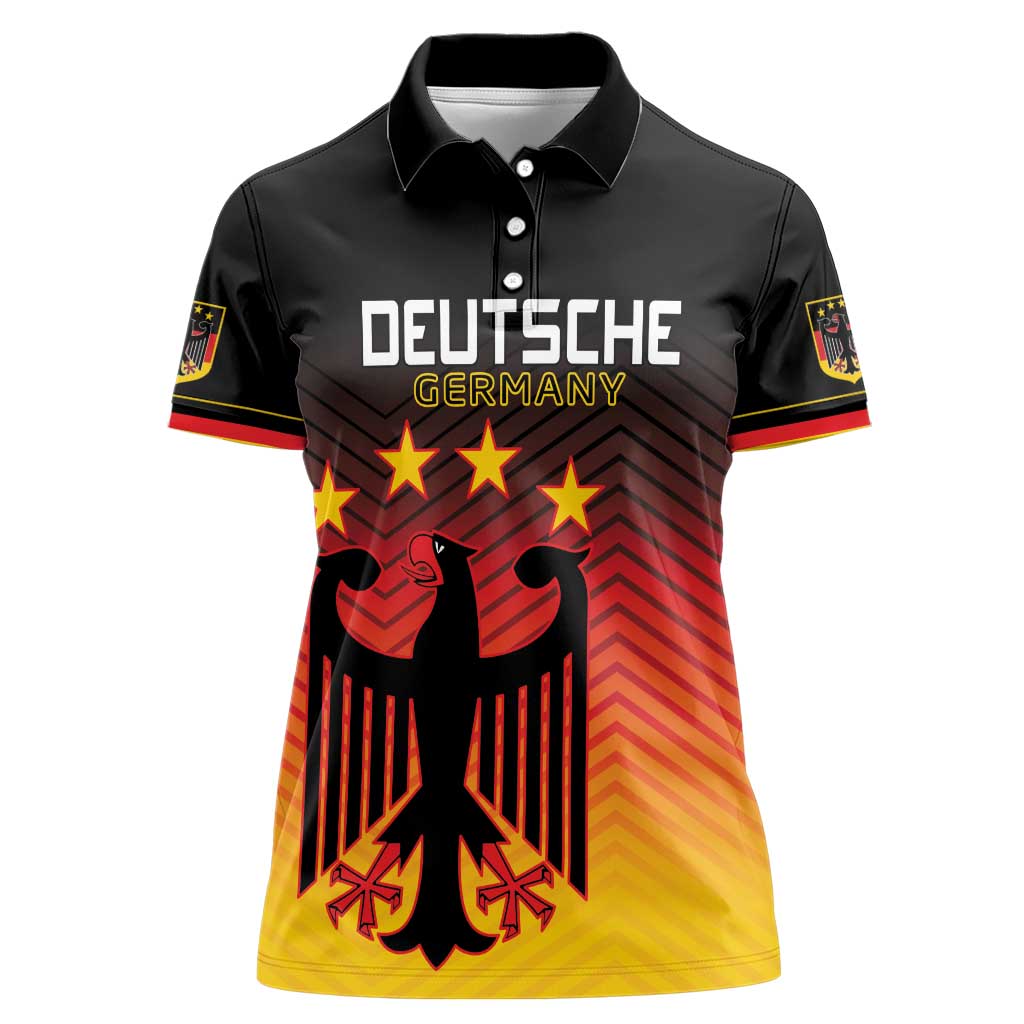 Custom Germany Football Women Polo Shirt Special Black Eagle Flag Style - Wonder Print Shop