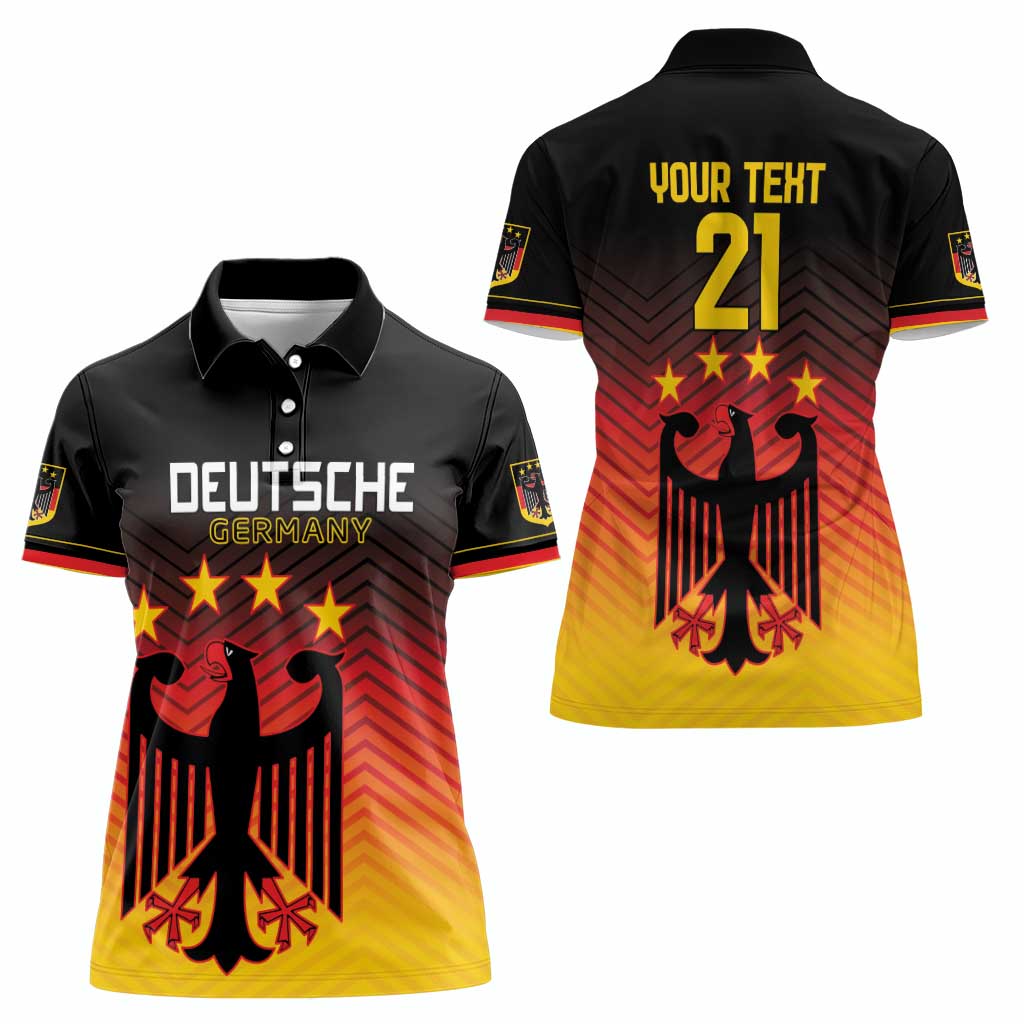 Custom Germany Football Women Polo Shirt Special Black Eagle Flag Style - Wonder Print Shop