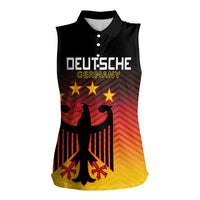 Custom Germany Football Women Sleeveless Polo Shirt Special Black Eagle Flag Style - Wonder Print Shop