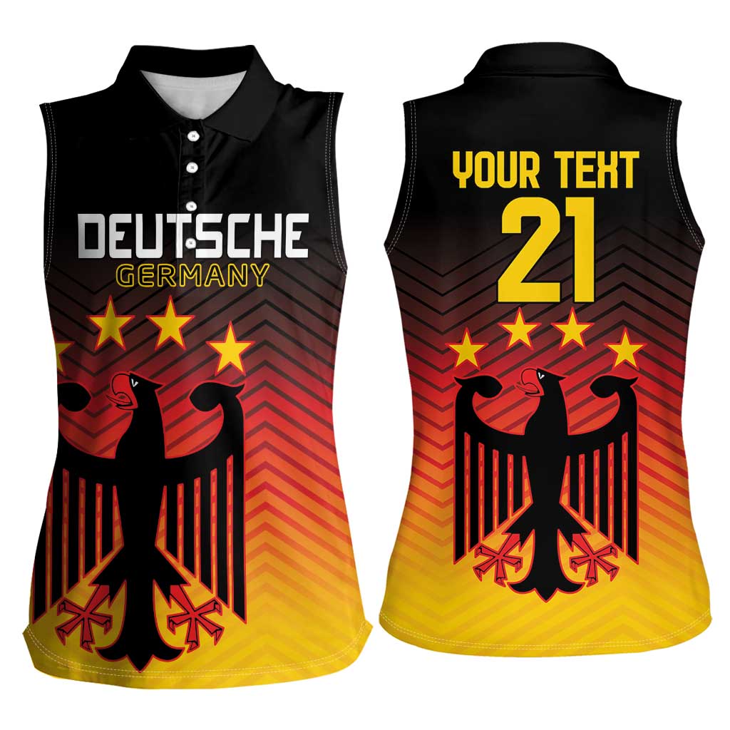 Custom Germany Football Women Sleeveless Polo Shirt Special Black Eagle Flag Style - Wonder Print Shop