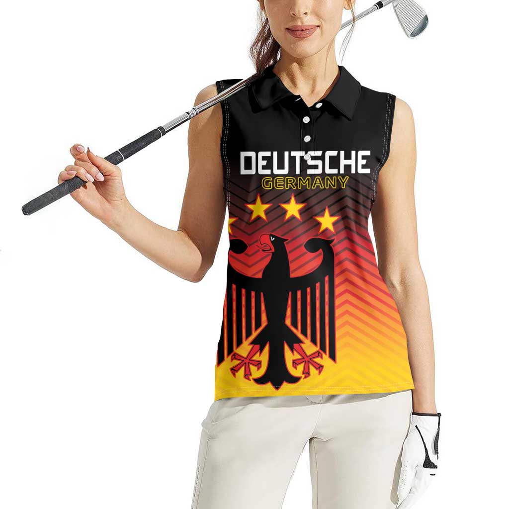 Custom Germany Football Women Sleeveless Polo Shirt Special Black Eagle Flag Style - Wonder Print Shop