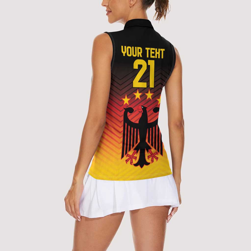 Custom Germany Football Women Sleeveless Polo Shirt Special Black Eagle Flag Style - Wonder Print Shop