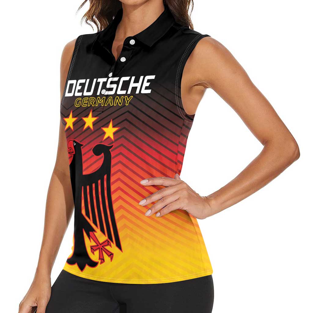 Custom Germany Football Women Sleeveless Polo Shirt Special Black Eagle Flag Style - Wonder Print Shop