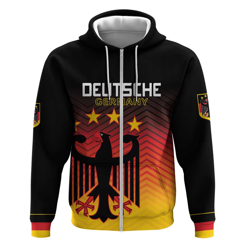 Custom Germany Football Zip Hoodie Special Black Eagle Flag Style - Wonder Print Shop