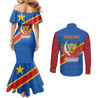 Democratic Republic of the Congo Personalized Couples Matching Mermaid Dress and Long Sleeve Button Shirt Flag Style - Wonder Print Shop