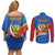 Democratic Republic of the Congo Personalized Couples Matching Off Shoulder Short Dress and Long Sleeve Button Shirt Flag Style - Wonder Print Shop