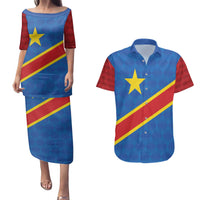Democratic Republic of the Congo Personalized Couples Matching Puletasi and Hawaiian Shirt Flag Style - Wonder Print Shop