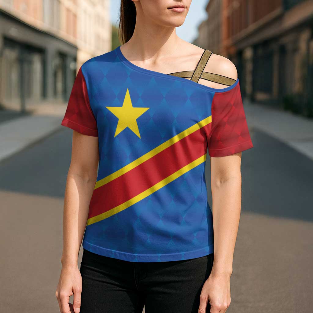 Africa DR of the Congo Personalized Cross Shoulder Shirt Flag Style