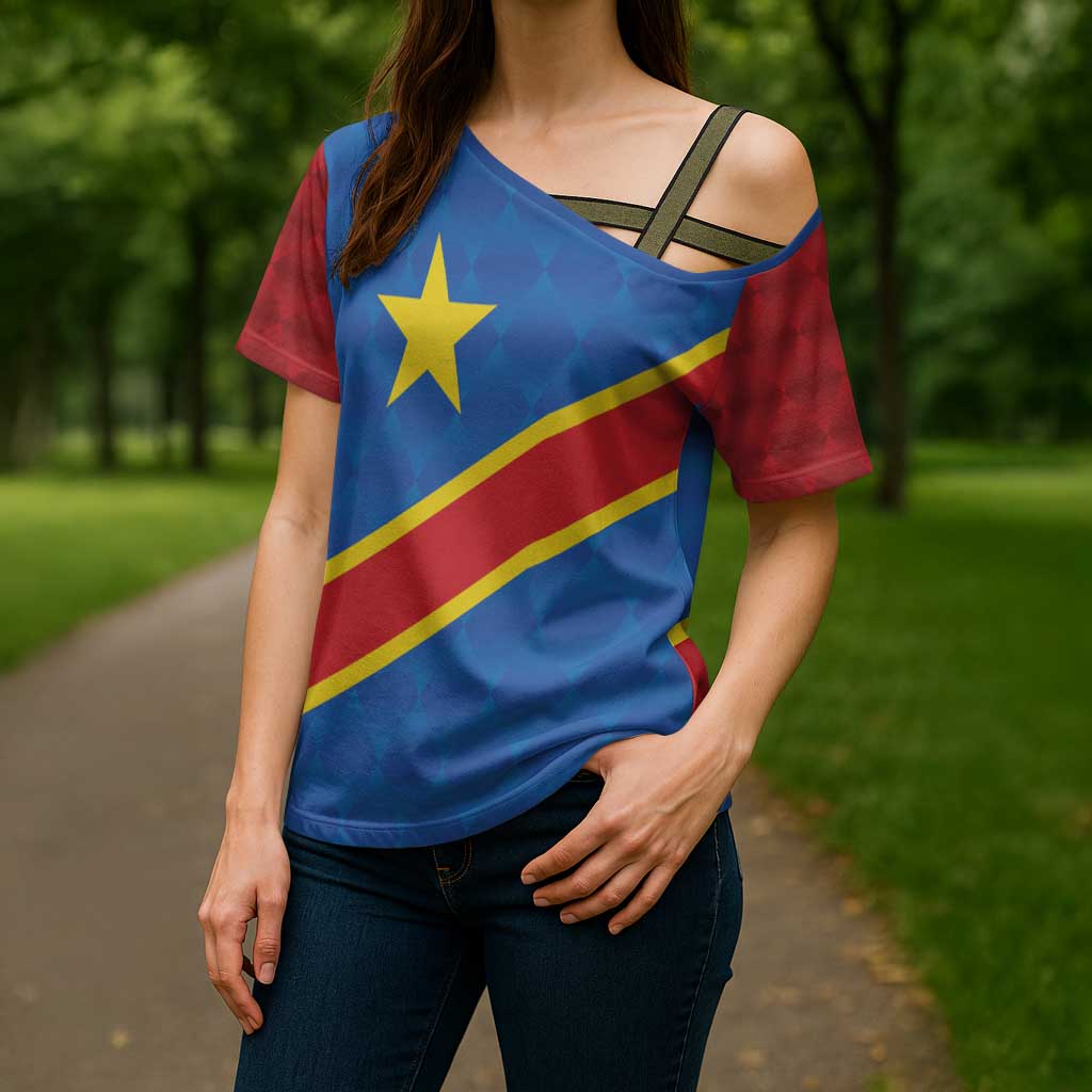 Africa DR of the Congo Personalized Cross Shoulder Shirt Flag Style