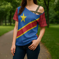 Africa DR of the Congo Personalized Cross Shoulder Shirt Flag Style