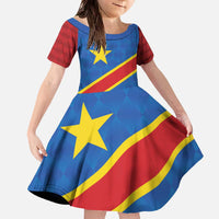 Democratic Republic of the Congo Personalized Family Matching Off The Shoulder Long Sleeve Dress and Hawaiian Shirt Flag Style - Wonder Print Shop