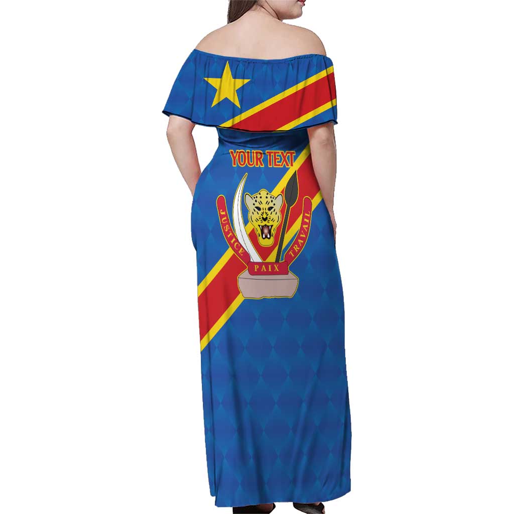 Democratic Republic of the Congo Personalized Family Matching Off Shoulder Maxi Dress and Hawaiian Shirt Flag Style - Wonder Print Shop