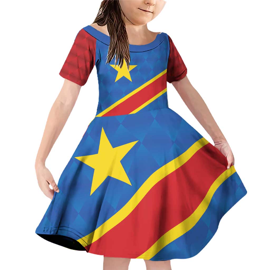 Democratic Republic of the Congo Personalized Family Matching Off Shoulder Short Dress and Hawaiian Shirt Flag Style - Wonder Print Shop