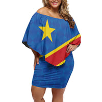 Democratic Republic of the Congo Personalized Family Matching Off Shoulder Short Dress and Hawaiian Shirt Flag Style - Wonder Print Shop