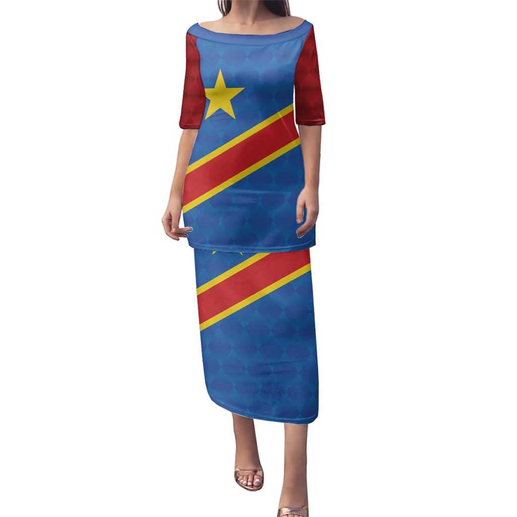 Democratic Republic of the Congo Personalized Family Matching Puletasi and Hawaiian Shirt Flag Style - Wonder Print Shop