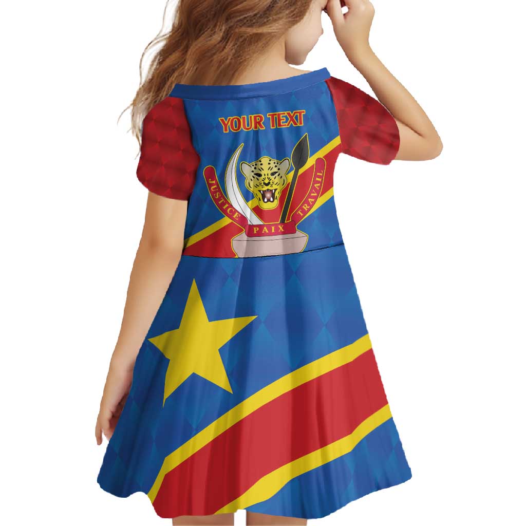 Democratic Republic of the Congo Personalized Family Matching Short Sleeve Bodycon Dress and Hawaiian Shirt Flag Style - Wonder Print Shop