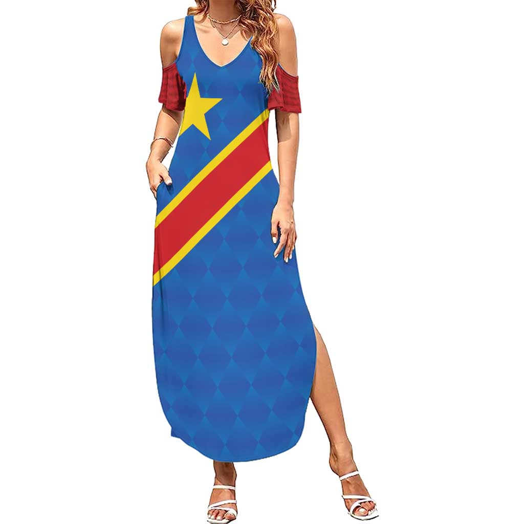 Democratic Republic of the Congo Personalized Family Matching Summer Maxi Dress and Hawaiian Shirt Flag Style - Wonder Print Shop