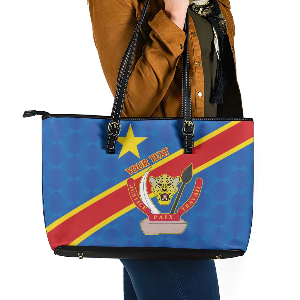 Democratic Republic of the Congo Personalized Leather Tote Bag Flag Style - Wonder Print Shop