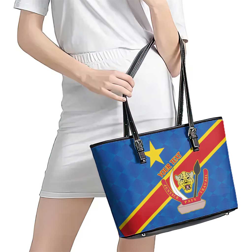 Democratic Republic of the Congo Personalized Leather Tote Bag Flag Style - Wonder Print Shop