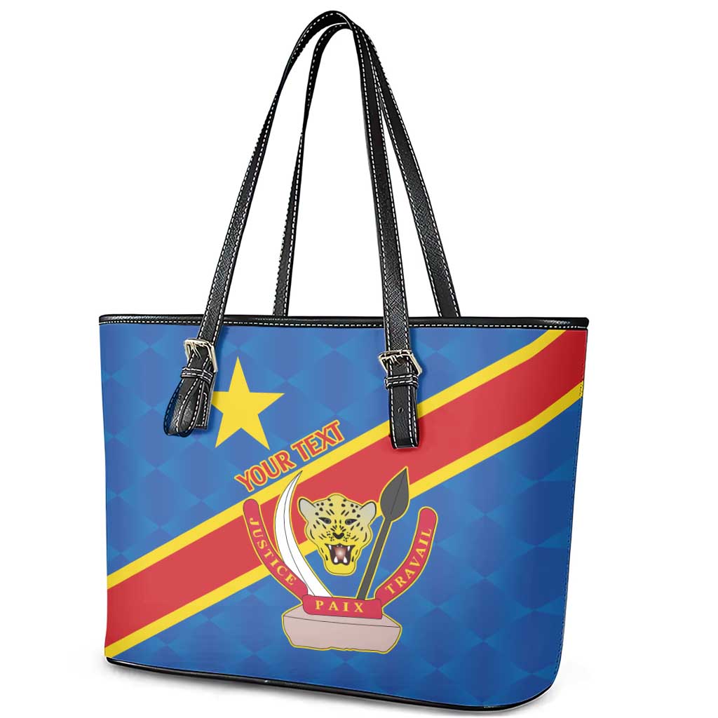 Democratic Republic of the Congo Personalized Leather Tote Bag Flag Style - Wonder Print Shop