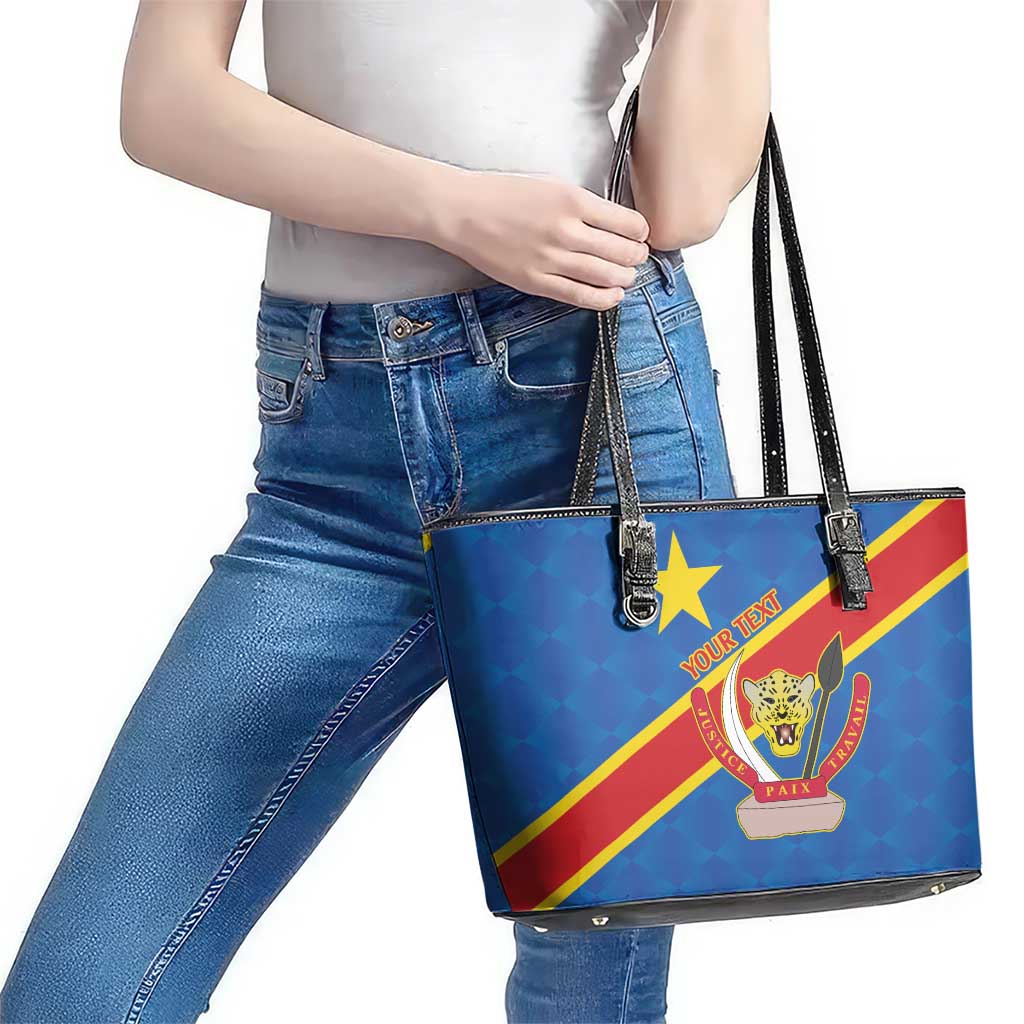 Democratic Republic of the Congo Personalized Leather Tote Bag Flag Style - Wonder Print Shop