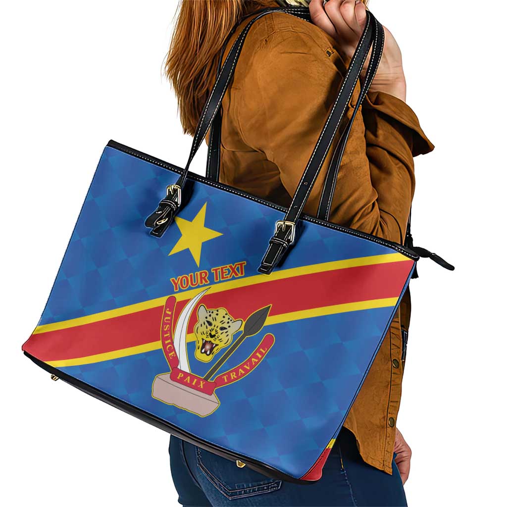 Democratic Republic of the Congo Personalized Leather Tote Bag Flag Style - Wonder Print Shop