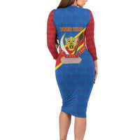 Democratic Republic of the Congo Personalized Long Sleeve Bodycon Dress Flag Style - Wonder Print Shop