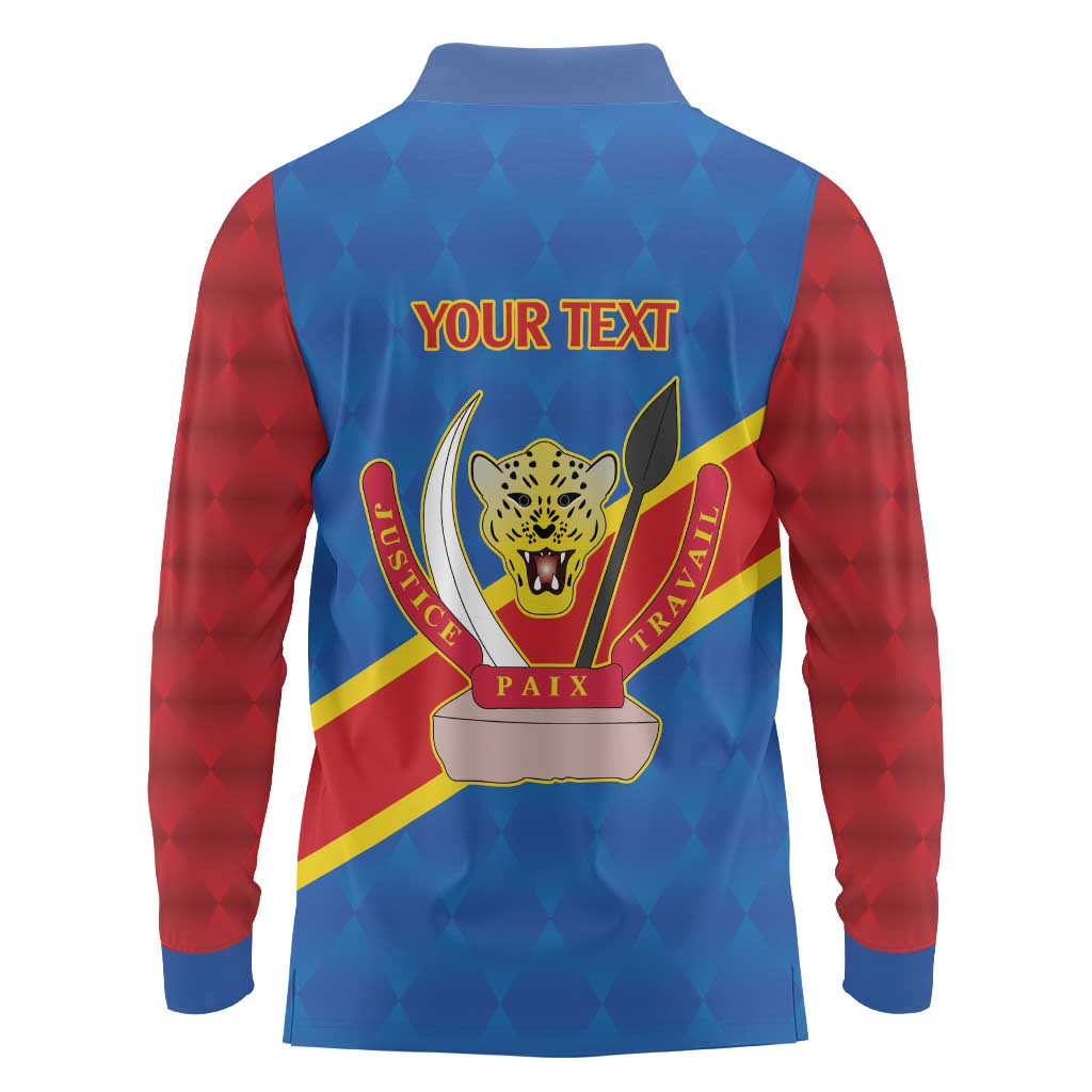Democratic Republic of the Congo Personalized Long Sleeve Polo Shirt Flag Style - Wonder Print Shop