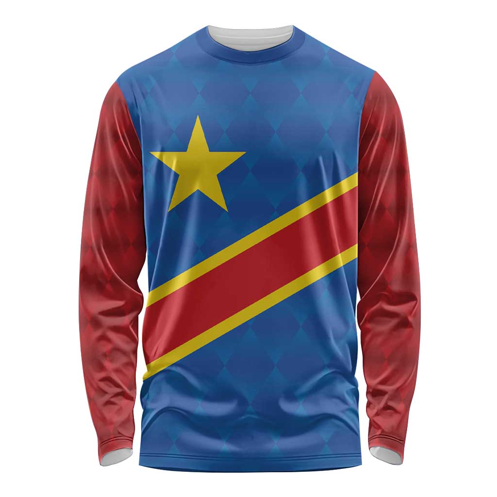 Democratic Republic of the Congo Personalized Long Sleeve Shirt Flag Style - Wonder Print Shop