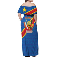 Democratic Republic of the Congo Personalized Off Shoulder Maxi Dress Flag Style - Wonder Print Shop