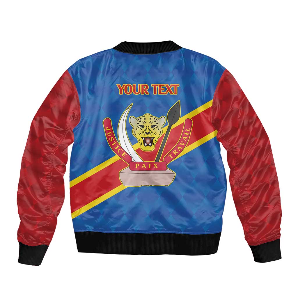 Democratic Republic of the Congo Personalized Sleeve Zip Bomber Jacket Flag Style - Wonder Print Shop