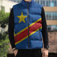 Africa DR of the Congo Personalized Sleeveless Puffer Jacket Flag Style