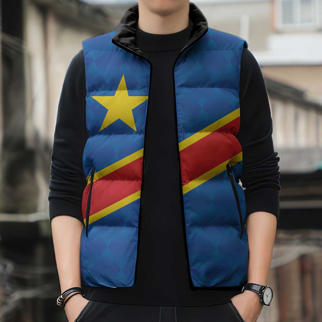 Africa DR of the Congo Personalized Sleeveless Puffer Jacket Flag Style