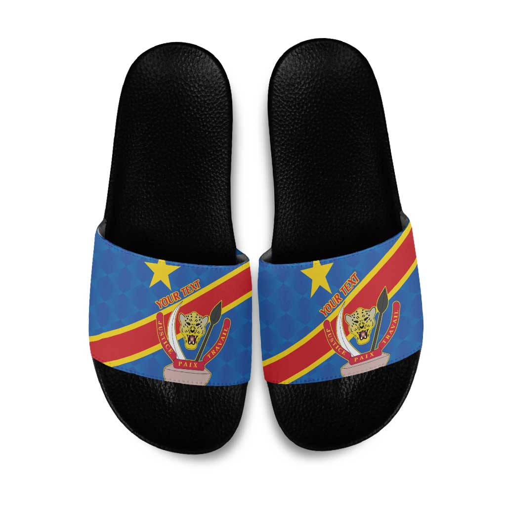 Africa DR of the Congo Personalized Slide Sandals Flag Style