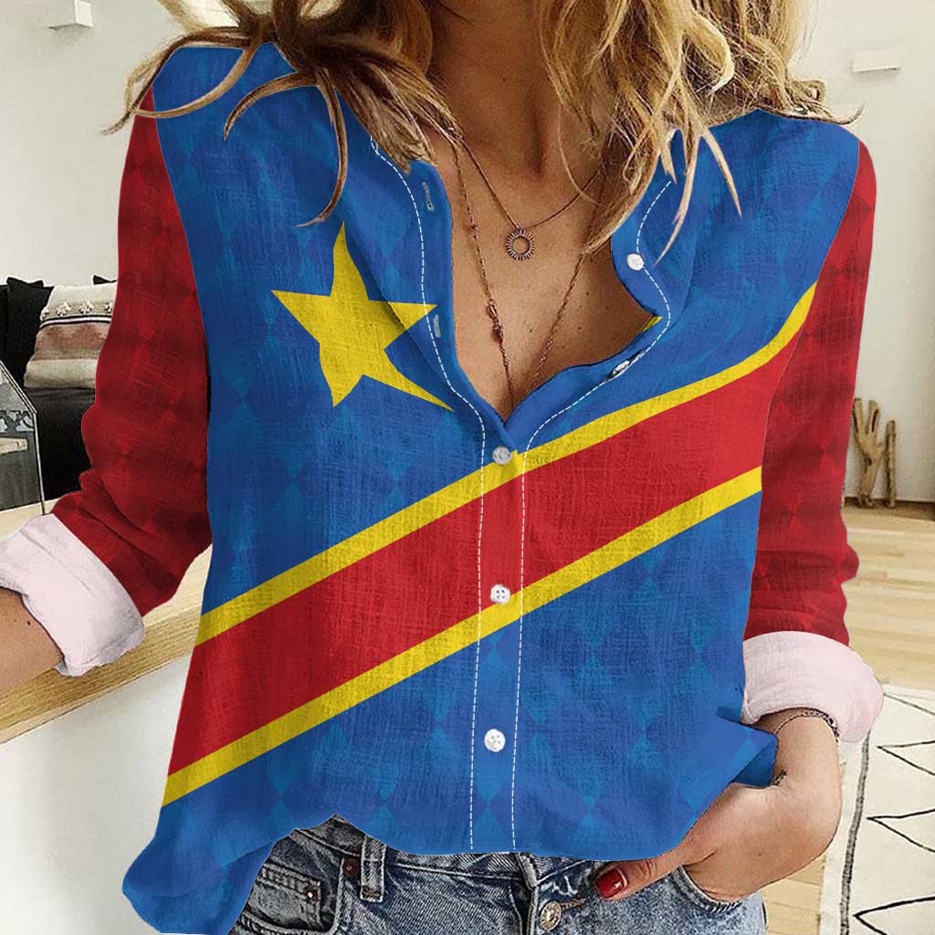Democratic Republic of the Congo Personalized Women Casual Shirt Flag Style - Wonder Print Shop