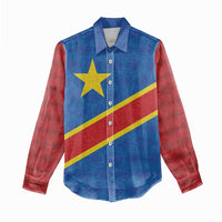 Democratic Republic of the Congo Personalized Women Casual Shirt Flag Style - Wonder Print Shop