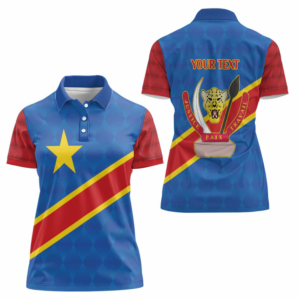 Democratic Republic of the Congo Personalized Women Polo Shirt Flag Style - Wonder Print Shop