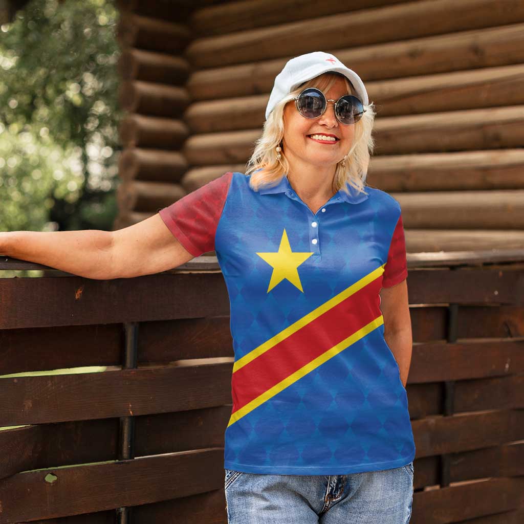 Democratic Republic of the Congo Personalized Women Polo Shirt Flag Style - Wonder Print Shop