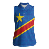Democratic Republic of the Congo Personalized Women Sleeveless Polo Shirt Flag Style - Wonder Print Shop