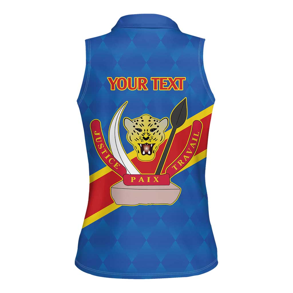 Democratic Republic of the Congo Personalized Women Sleeveless Polo Shirt Flag Style - Wonder Print Shop