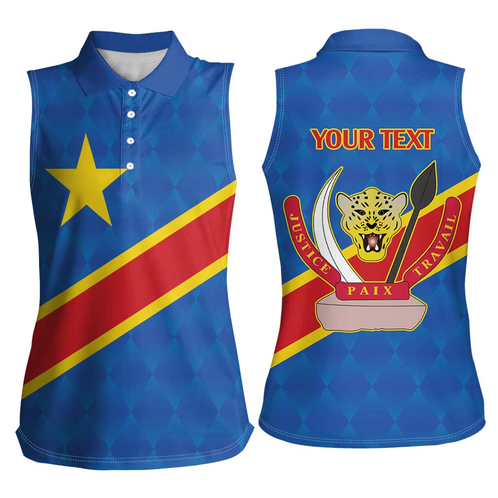 Democratic Republic of the Congo Personalized Women Sleeveless Polo Shirt Flag Style - Wonder Print Shop