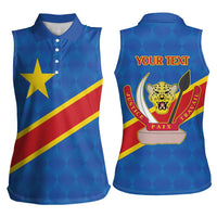 Democratic Republic of the Congo Personalized Women Sleeveless Polo Shirt Flag Style - Wonder Print Shop