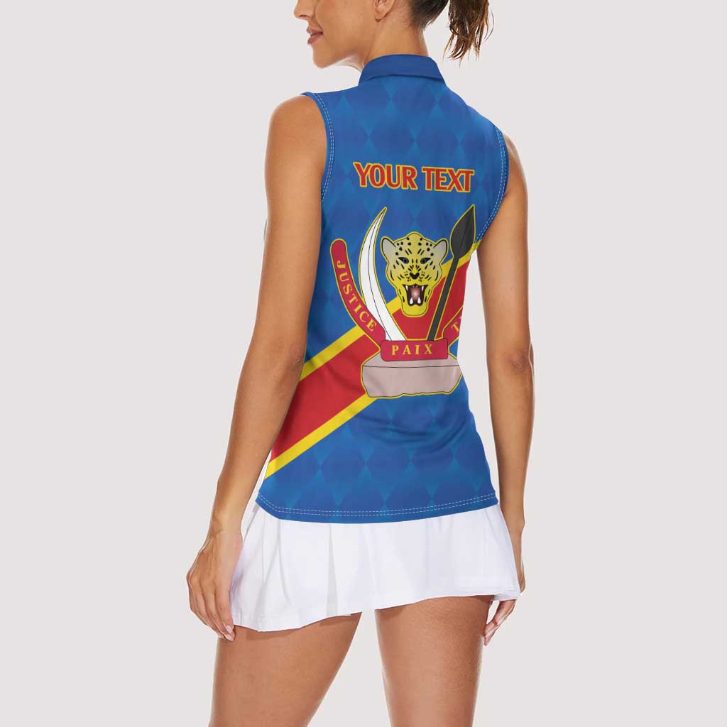 Democratic Republic of the Congo Personalized Women Sleeveless Polo Shirt Flag Style - Wonder Print Shop