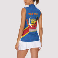 Democratic Republic of the Congo Personalized Women Sleeveless Polo Shirt Flag Style - Wonder Print Shop