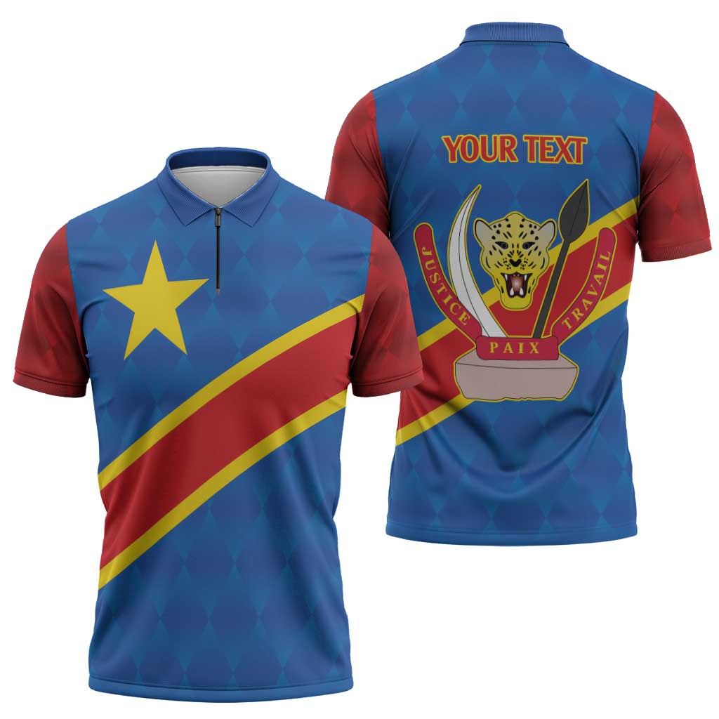 Africa DR of the Congo Personalized Zipper Polo Shirt Flag Style