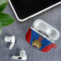 Africa DR Congo Football Custom AirPods Case Blue Leopard Skin Pattern
