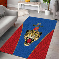 DR Congo Football Custom Area Rug Blue Leopard Skin Pattern - Wonder Print Shop