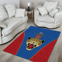 DR Congo Football Custom Area Rug Blue Leopard Skin Pattern - Wonder Print Shop